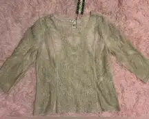 NWT Cream Lace Top Ultra Pink Embellished Long Sleeve Blouse Medium