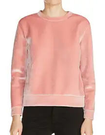 Maje Pink Torina Velvet Velour Long Sleeve Crew Neck Sweatshirt Size Large