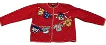 VTG Designers‎ Originals Studio Womens Red Ugly Christmas Presents Sweater L