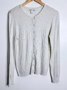 NWT Allison + Zoe Long Sleeves Cardigan Light Heather Gray Size L Stretch