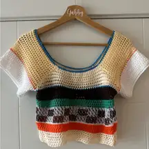 DAVI & DANI Multicolor Crochet Crop Top