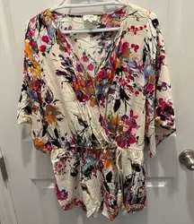 Umgee Multicolor Floral V-Neck Romper