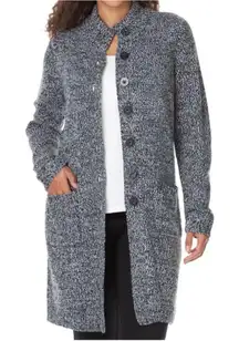 Woman Within Black and White Knit Cardigan