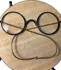 Antique Circle Black & Gold Windsor Prescription Eyeglasses Frame Glasses Reader