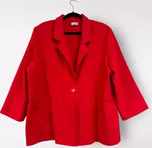 Modern Essentials Red Blazer Power Suit Women's Size XL Buttoned Plus Workwear‎