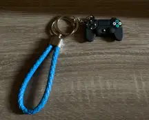 Black Controller Style Keyring With Braided Keychain