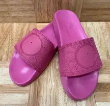 VERSACE Hot Pink Medusa Palazzo Pool Slides MISSING MEDUSA