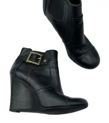 Tory Burch Black Leather Ankle Boots Wedges 5