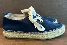 Eric Michael Zoya Blue Suede Platform Espadrillas Size 10.5 -11 (41)