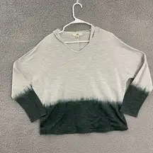 Ya‎ Las Angles Women M Gray Green Dip Dye Pullover Casual Hoodie