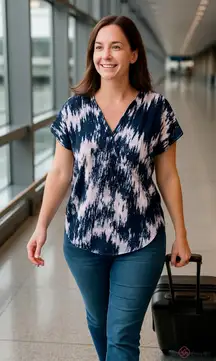 NEW Caramela Navy V-Neck Top New with tags