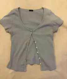 Brandy Melville Button-Up Top Crop Blue