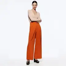 NEW Zara High Waist Burnt Orange Stretch “THE GABRIELLE PANTS” Pant Trousers S