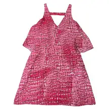 White House Black Market WHBM Pink Croc Tiered Dress Sleeveless Flowy XS NWOT