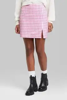 Wild Fable 5/$35     Womens Skirt Sz 4 Pink Gingham Plaid White Flannel Feel Mini