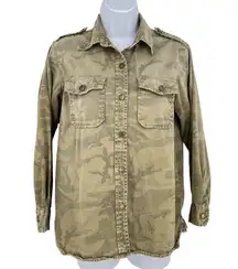 Current/Elliott The Perfect Shirt Army Camo Green Distressed Size Small