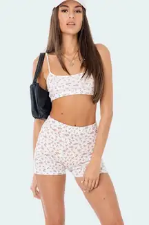 Edikted Primrose Waffle Shorts and Halter set