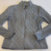 Athleta Women's LARGE Light Gray Quilted Puffer Track Athletic Jacket