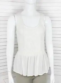 Arizona Jeans Juniors Lace Panel Tiered Hem Tank Top Shirt Cream Medium