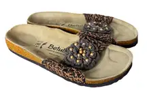 Betula by Birkenstock Slip-on Sandal Brown Woven Floral 9 Medium Narrow