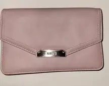 ROOTS  LADIES leather WRISTLET CLUTCH-LAVENDER