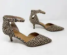 [Corso Como] Devorah Suede Leopard Print Cutout Pointed Toe Kitten Heel Size 10M