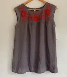 Liz Lange Gray Maternity Tank with Embroidery Sz s