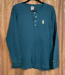 Victoria’s Secret Pink Women’s Small Teal Long Sleeve Button Down Shirt Top