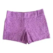 Loft  Marisa Garden Lace Shorts Lavender Lilac High Rise Shorts Size 2