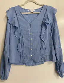 Blue Long Sleeve Blouse