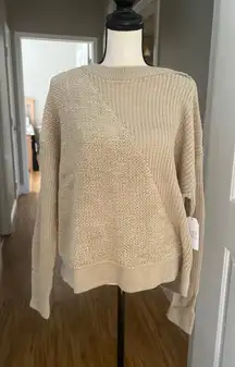Creme pullover sweater large textured