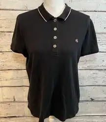 Ralph Lauren  Black Stretch Polo Shirt with Pink Trim-Large