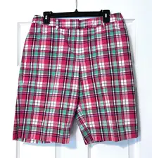 Jones New York plaid Bermuda shorts red green size 10