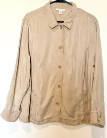 JM Collection Women’s Plus Jacket 18W Button Down Relaxed Tan