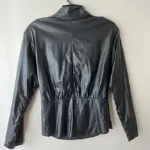 JLUXLABEL Sz M Black Full Zip Jacket Mock Neck Lightweight Stretch‎