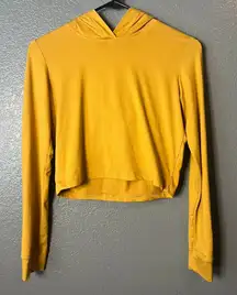 Hot Kiss Size M Mustard Yellow Long Sleeve Cropped Pullover Hoodie