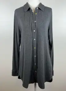 Soft Surroundings Womens Soft Criss Cross Back Grey Button Down Shirt Sz M Flowy