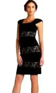 ADRIANNA PAPELL Semi Formal Lace Party Dress w Pintuck Ribbon style Panels - 8