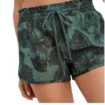 NEW Aerie Green Palm Leaf Print Nylon Athletic Shorts size Large