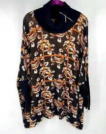 Joseph A. Floral grid sweater oversized fit zipper turtle neck NEW NWT medium