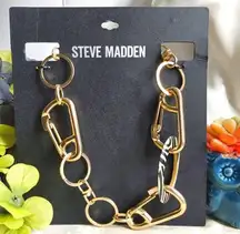 Steve Madden Chunky Lock Gold Chain Necklace