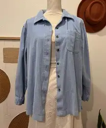 L.L.Bean Light Blue Chunky Cotton Corduroy Button Down Oversized Shirt Large