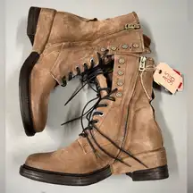 A.S.98 Brown Leather Combat Boots