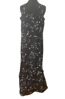 Y2K 90s Reversible Black Floral Maxi Dress Sleeveless Med Soft Grunge Indie