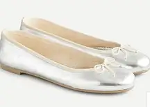 J. Crew Silver Bow Kiki Ballet Flats