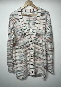 New With Tags C.A.S.L.O.N Space Dye V-Neck‎ Rib Cardigan Women’s Size Large