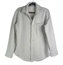 TNA Cozy Button Fleece Boyfriend Fit Button Down Shacket Jacket Gray Grey Small
