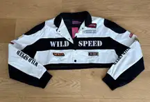 Edikted Cropped Jacket Lenni Patch Size M White Black