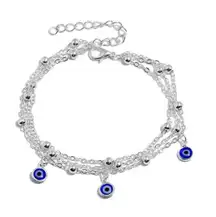 3chain  anklet with blue evil eye charms.