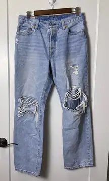 Levi's 501 90's Distressed Mid Rise Straight Leg Jean Relaxed Vintage Style 29